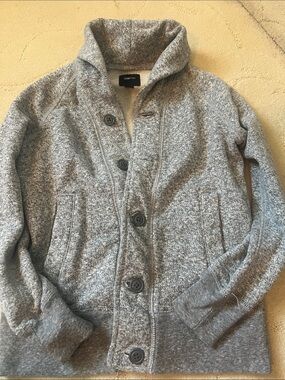 GAP Kids Gray Shawl-Collar Button Bomber sweater